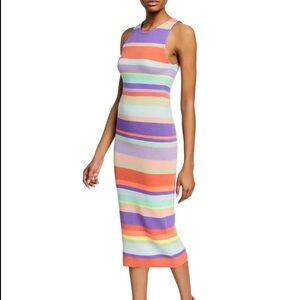 Alice + Olivia Multicolor Striped Midi Dress